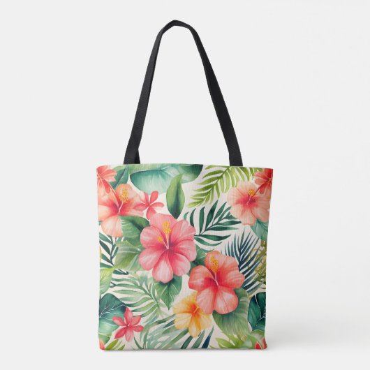 Tropische hibiscus bloem patroon tote bag (Achterkant)