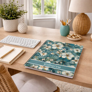 Tropische Hibiscus Bloem Teal Notitieboek
