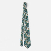 Tropische Hibiscus Bloem Teal Stropdas (Achterkant)