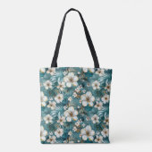 Tropische Hibiscus Bloem Teal Tote Bag (Achterkant)