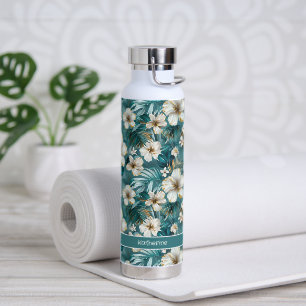 Tropische Hibiscus Bloem Teal Waterfles