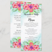 Tropische Hibiscus Bloem Waterverf Strand Menu (Voorkant / Achterkant)