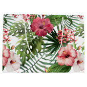 Tropische hibiscus-bloemen bladeren bladblaaspatro large cadeautasje (Achterkant)