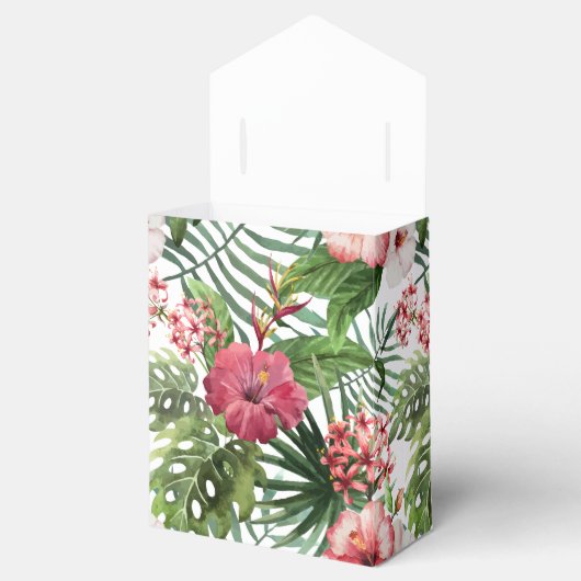 Tropische hibiscus bloemen bladeren loof patroon bedankdoosjes (Geopend)