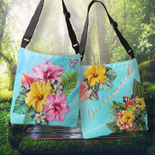 Tropische Hibiscus Bloemen Bruidsmeisje Crossbody Tas