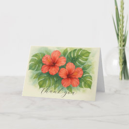 Tropische Hibiscus bloemen bruiloft Dank u Bedankkaart