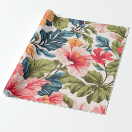 Tropische Hibiscus Bloemen Elegantie Cadeaupapier