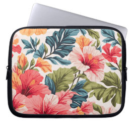 Tropische Hibiscus Bloemen Elegantie Laptop Sleeve