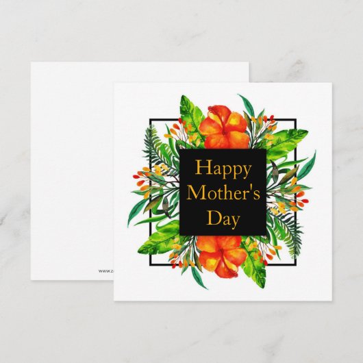 Tropische Hibiscus Bloemen Gelukkige Moederdag Feestdagenkaart (Voorkant / Achterkant)