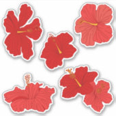 Tropische Hibiscus Bloemen in rood en perzik Sticker (Voorkant)