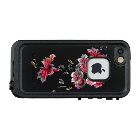 Tropische hibiscus bloemen LifeProof iPhone hoesje (Achterkant (horizontaal))