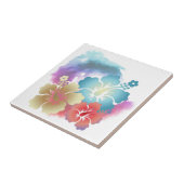 Tropische Hibiscus Bloemen Multi Kleur Keramische  Tegeltje (Zijkant)