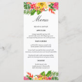 Tropische Hibiscus Bloemen Palmen Huwelijk Menu (Voorkant)