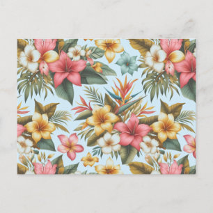 Tropische Hibiscus Bloemen Patroon Ansichtkaart Briefkaart