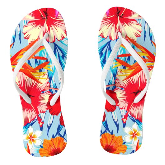 Tropische hibiscus bloemen teenslippers (Voetbed)