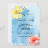 Tropische Hibiscus Bloemen Waterverf Baby shower Kaart (Voorkant)