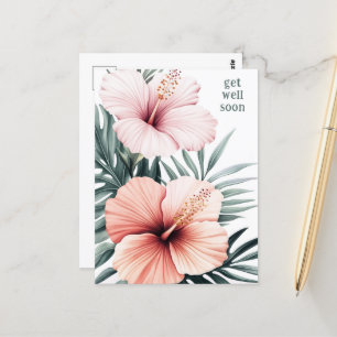 Tropische Hibiscus Bloemen WORDEN SNEL GOED Briefkaart