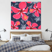 Tropische Hibiscus Bloemen Zomer Design Canvas Afdruk (Insitu (Slaapkamer))