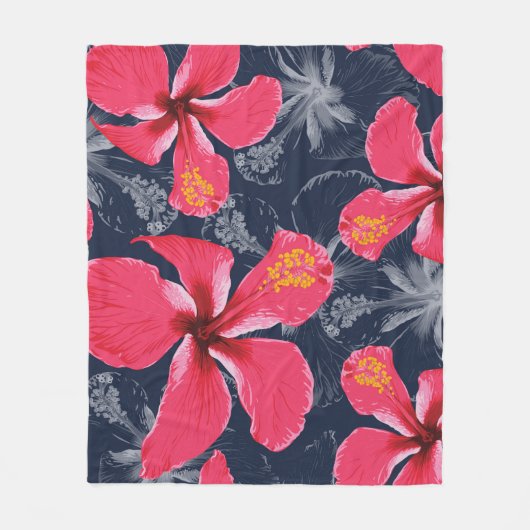 Tropische Hibiscus Bloemen Zomer Design Fleece Deken (Voorkant)