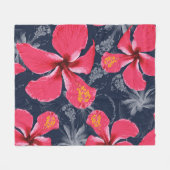 Tropische Hibiscus Bloemen Zomer Design Fleece Deken (Voorkant (Horizontaal))
