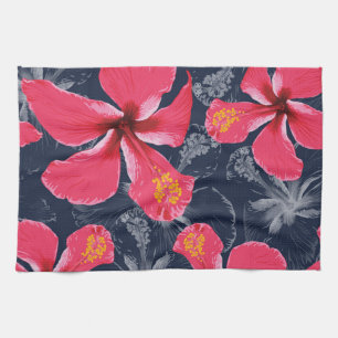 Tropische Hibiscus Bloemen Zomer Design Theedoek