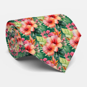 Tropische Hibiscus Bloemen Zomer Stropdas
