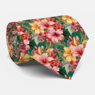 Tropische Hibiscus Bloemen Zomer Stropdas