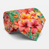 Tropische Hibiscus Bloemen Zomer Stropdas (Opgerold)