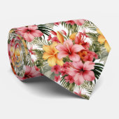 Tropische Hibiscus Bloemen Zomer Stropdas (Opgerold)