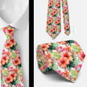 Tropische Hibiscus Bloemen Zomer Stropdas