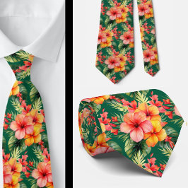 Tropische Hibiscus Bloemen Zomer Stropdas