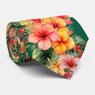 Tropische Hibiscus Bloemen Zomer Stropdas