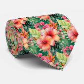 Tropische Hibiscus Bloemen Zomer Stropdas (Opgerold)