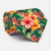Tropische Hibiscus Bloemen Zomer Stropdas (Opgerold)