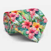 Tropische Hibiscus Bloemen Zomer Stropdas (Opgerold)