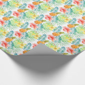 Tropische Hibiscus Bloemenananas Cadeaupapier (Hoek)