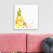 Tropische Hibiscus Bloemenananas Canvas Afdruk (Insitu (Woonkamer))