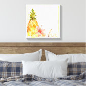 Tropische Hibiscus Bloemenananas Canvas Afdruk (Insitu (Slaapkamer))