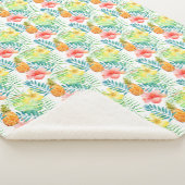 Tropische Hibiscus Bloemenananas Sherpa Deken (3/4)