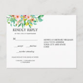 Tropische Hibiscus Bloemenbruiloft RSVP MAALTIJD K Uitnodiging Briefkaart (Achterkant)