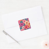 Tropische hibiscus bloemenpatroon vierkante sticker (Envelop)