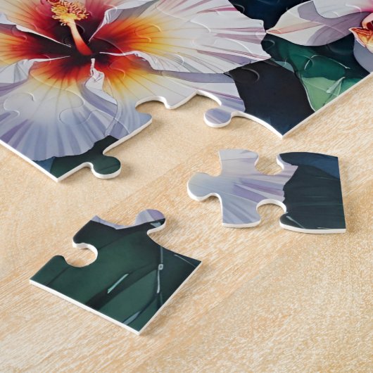 Tropische Hibiscus Bloemenpuzzel Legpuzzel (Zijkant)