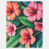 Tropische Hibiscus Bloesem Kunstzinnigheid Fleece Deken (Voorkant)