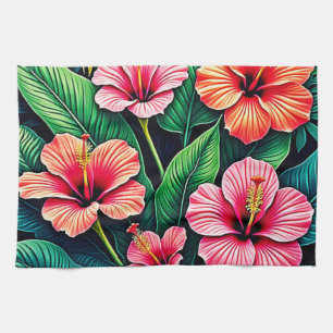 Tropische Hibiscus Bloesem Kunstzinnigheid Theedoek