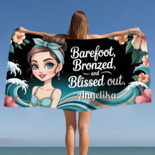 Tropische Hibiscus 'Blote Voeten, Gebronsd & Verzo Strandlaken