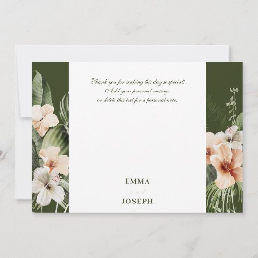 Tropische hibiscus boho bruiloft "Dank u" Kaart (Achterkant)
