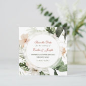 Tropische hibiscus boho pastel bloemig Save the Da Kaart (Staand voorkant)