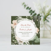 Tropische hibiscus boho pastel bloemig Save the Da Kaart (Staand voorkant)