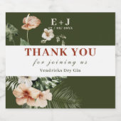 Tropische hibiscus boho pastel Bruiloft "Dank je" Likeurfles Etiket (Enkel label)