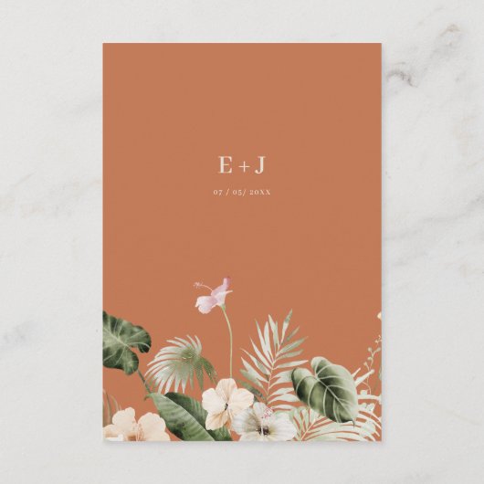 Tropische hibiscus boho pastel Bruiloft Informatiekaartje (Achterkant)